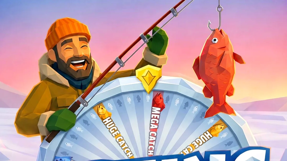 Fishing Time slot game interface na may Nordic winter theme at wheel.